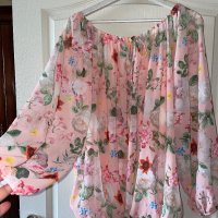 Нов ефирен топ блуза с дълъг ръкав цветя флорален принт ХЛ /2ХЛ , снимка 5 - Блузи с дълъг ръкав и пуловери - 41330456