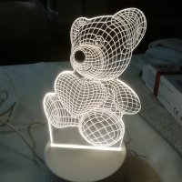 Холограмна 3D LED лампа Мече ,USB, снимка 6 - Настолни лампи - 41714279