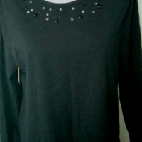 Черна блуза от памучно трико🍀❤XL❤🍀арт.4049, снимка 2 - Блузи с дълъг ръкав и пуловери - 35733775