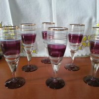 Ретро стъклени чаши за вино , снимка 1 - Антикварни и старинни предмети - 41777007