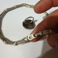посребрено ланче и пръстен, снимка 4 - Колиета, медальони, синджири - 36013476