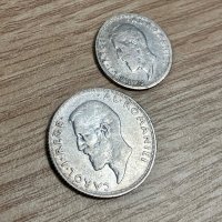 Лот от 1 лея 1910 г + 50 бани 1910 г, Румъния - сребърни монети, снимка 2 - Нумизматика и бонистика - 42121181
