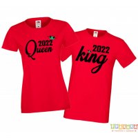 Тениски за влюбени King Queen 1, снимка 2 - Тениски - 35719599