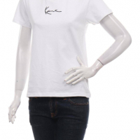    Оригинална дамска памучна бяла Тениска  KARL KANI нова с етикет, с везано лого, снимка 1 - Тениски - 36212721