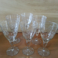 Ретро стъклени чаши гравирани , снимка 3 - Антикварни и старинни предмети - 44927625