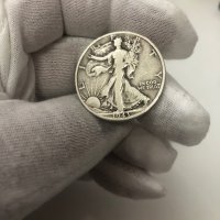 Сребърна монета САЩ ½ долар, 1943 Walking Liberty Half Dollar Маркировка на монетния двор "D" - Денв, снимка 9 - Нумизматика и бонистика - 41402713