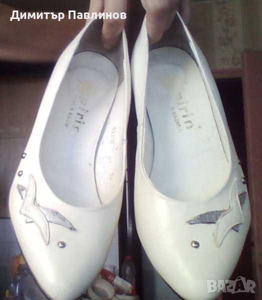 Дамски обувки ,естествена кожа  ,цвят бял и черен ,нови , снимка 1