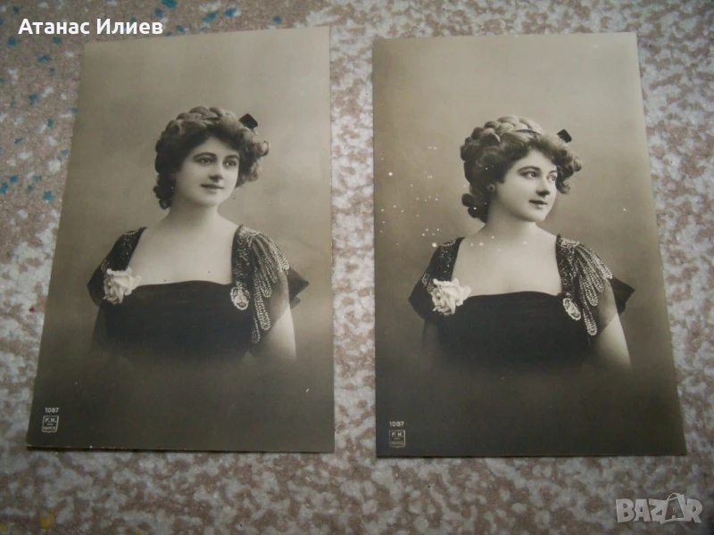 Две стари френски пощенски картички, мода прически, снимка 1