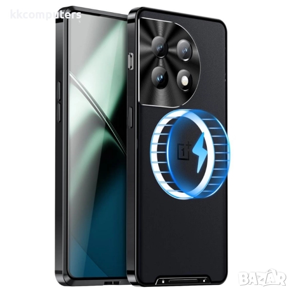 Магнитен калъф за OnePlus 11 5G – метален електроплейтинг ръб и защита за камерата, различни цветове, снимка 1