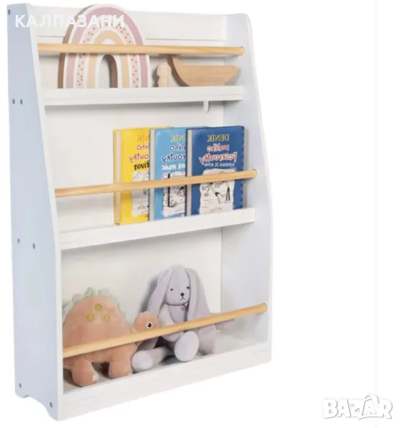 Детска Етажерка, Дървен Органайзер за Книжки и Играчки, Бял Цвят, за Детска Стая TF6142-W, снимка 1