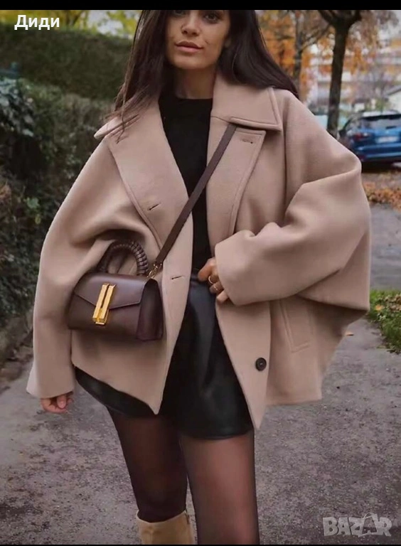 Бежово палтенце oversize, снимка 1