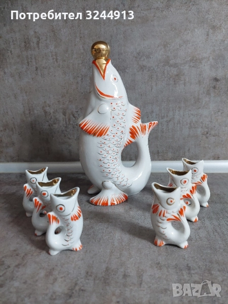 Руски порцеланов сервиз във формата на рибки, снимка 1