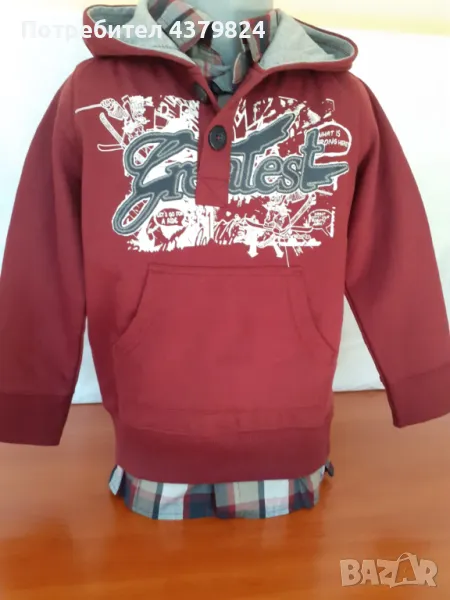 Нов детски немски суичър за момче с имитация на риза р.122   , снимка 1