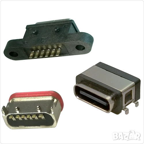 Букса конектор USB Type-C  6 , 4 , 2 pin , Waterproof IP67-IP68  panel mount connector,панелен  монт, снимка 1