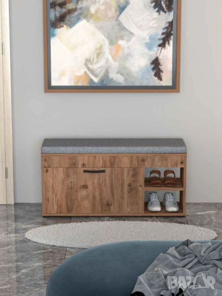 Шкаф за обувки с пейка / Шкаф пейка за обувки с възглавница, снимка 1