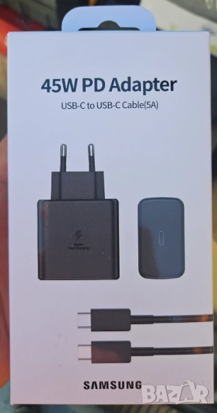 Зарядно Super Fast Charging 45W (черно) за Samsung + кабел tape-C, снимка 1