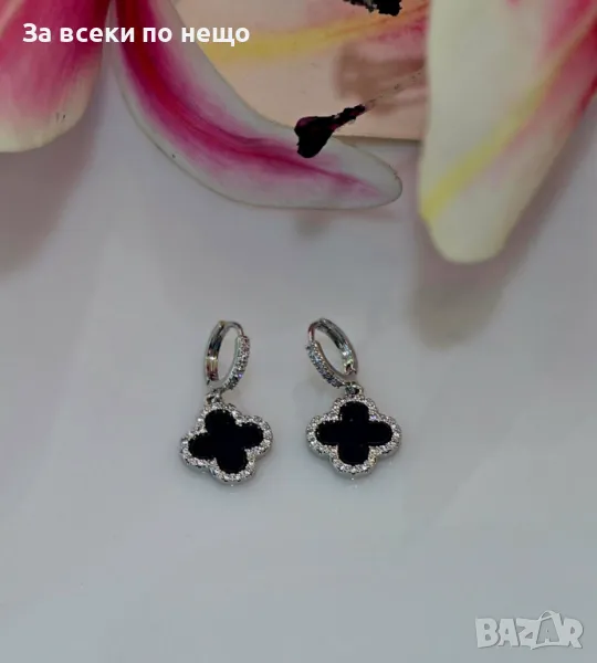 Van Cleef Дамски Обеци С Черни Детелини Код VL-61, снимка 1