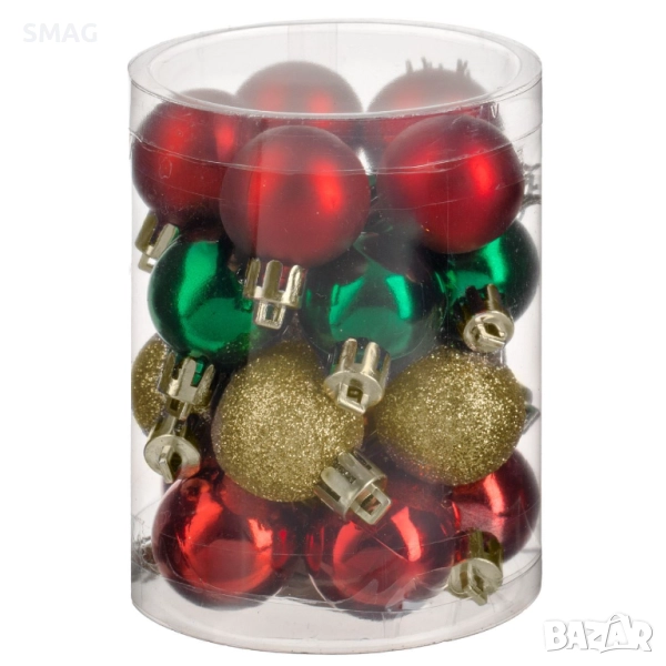 Комплект коледни топки зелено, червено, златисто Ø3 см_1240982, снимка 1