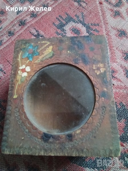 Кутия стара дървена за будилник от царско време пирографирана 43749, снимка 1