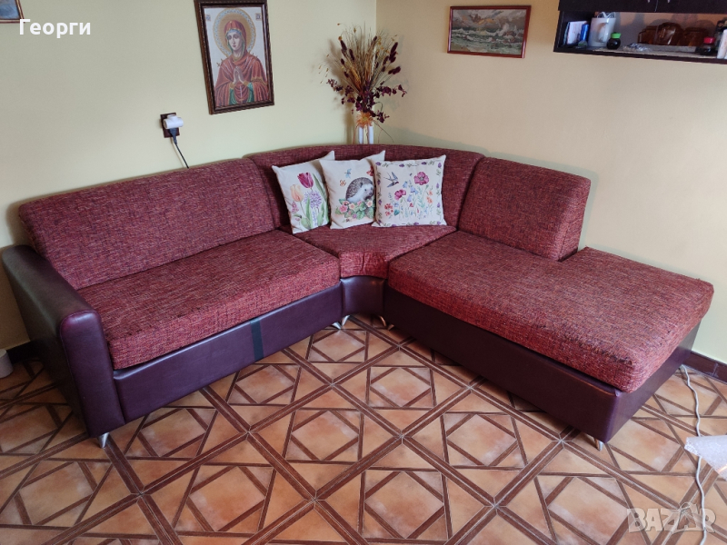 Разтегателен ъглов диван с ракла, снимка 1