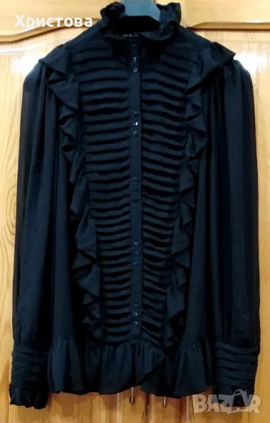 Черна елегантна блуза ZARA, L, снимка 1