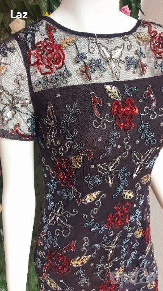 официална дизайнерска рокля с пайети и камъни, снимка 1