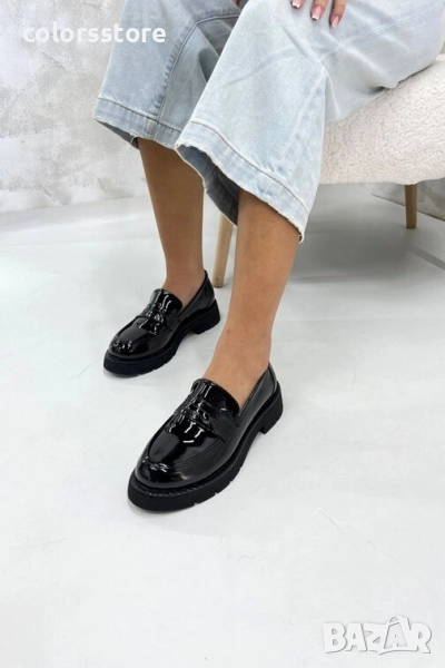 Равни обувки - черен лак - NPL25 , снимка 1