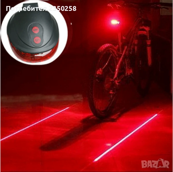 LED стоп с лазер за велосипед, тротинетка колело ел скутер лазерен, снимка 1