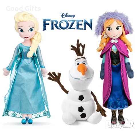 Голяма плюшена кукла Елза и Анна Замръзналото кралство, 50см и Плюшена играчка Олаф, снимка 1