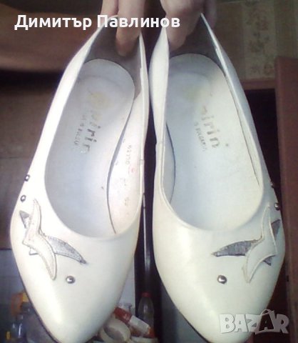 Дамски обувки ,естествена кожа  ,цвят бял и черен ,нови , снимка 1 - Дамски елегантни обувки - 41842631