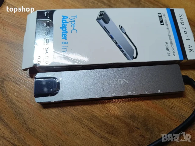 НОВ хъб PETFON 8 в 1 USB-C Докинг станция Адаптер с 4K + 2К ( 3840 х 2160 ) 30 HZ