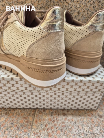 TERGAN ДАМСКИ СНИКЪРСИ С МОДЕРНА ВИЗИЯ В БЕЖОВ ЦВЯТ И ЗЛАТЕН БЛЯСЪК, снимка 13 - Маратонки - 53603061