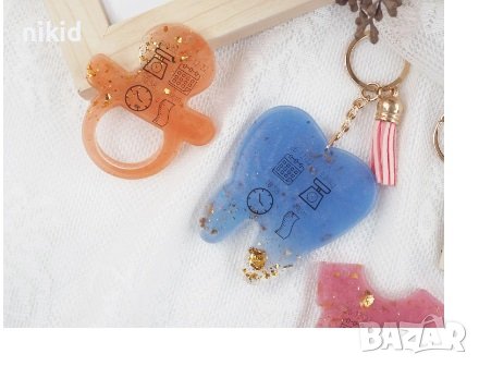 микс плоски бебешки крак зъб боди мече сърце шише биберон силиконов молд форма фондан смола висулки , снимка 3 - Форми - 41534370