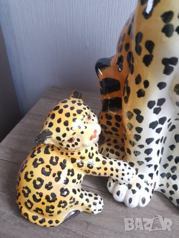 Красив голям порцеланов леопард с малкото си, снимка 5 - Антикварни и старинни предмети - 35927040