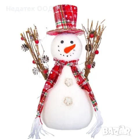 Коледна, декоративна, фигура, снежен, шапка,  30 см