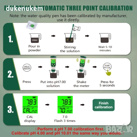 5-в-1 pH метър, pH, EC, TDS, соленост и температура, снимка 5 - Друга електроника - 52812615