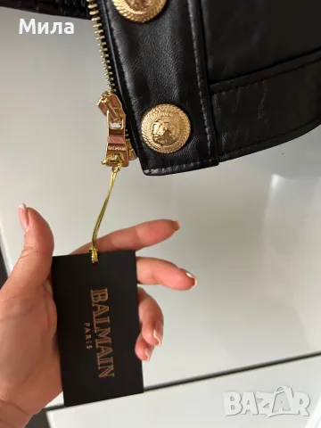 ново стилно яке от естествена кожа оригинал BALMAIN, снимка 2 - Якета - 48031439