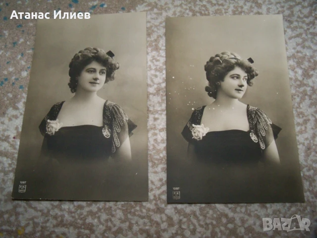 Две стари френски пощенски картички, мода прически