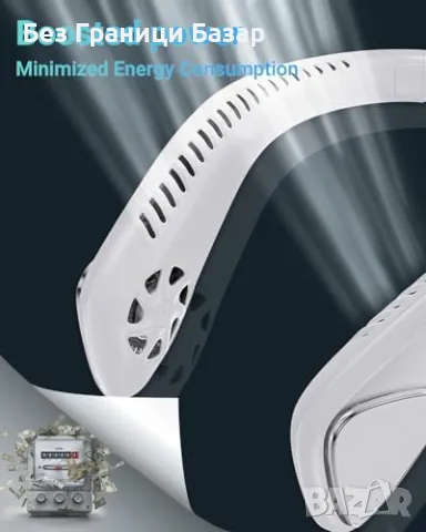 Нов Преносим безшумен вентилатор за врат, USB-C, 6000mAh, 3 скорости, снимка 3 - Друга електроника - 47421806