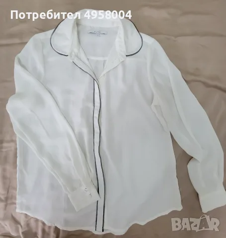 Дамска бяла шифонена риза Alfred Sung, размер S, снимка 4 - Блузи с дълъг ръкав и пуловери - 56208454