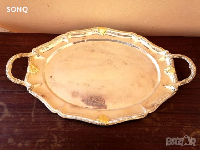 Страхотен Голям Посребрен Поднос, снимка 2 - Антикварни и старинни предмети - 41567512
