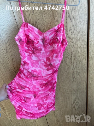 Флорална розова рокля, снимка 2 - Рокли - 53560455