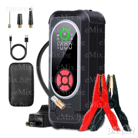 ДИГИТАЛНО СТАРТЕРНО УСТРОЙСТВО С КОМПРЕСОР, POWER BANK И ФЕНЕР 4В1, снимка 1