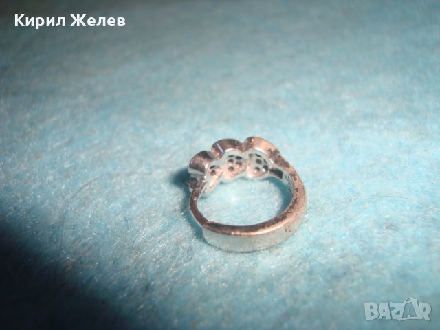 СКЪПОЦЕННА СТАРА СРЕБЪРНА СЪРЦЕВИДНА ОБЕЦА РОДИРАНО СРЕБРО 925 с МИНИАТЮРНИ ИСКРЯЩИ ЦИРКОНИ 25822, снимка 6 - Обеци - 35759991