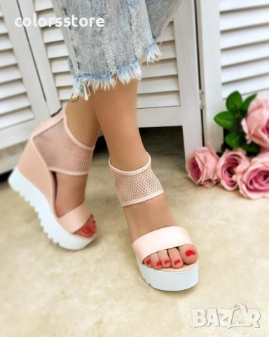 Сандали на платформа - пудра кожа - K502

