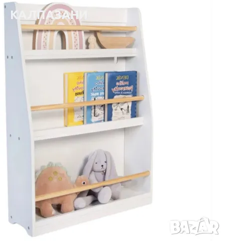 Детска Етажерка, Дървен Органайзер за Книжки и Играчки, Бял Цвят, за Детска Стая TF6142-W