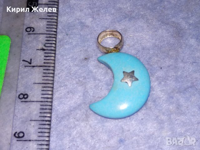 ПОЛУМЕСЕЦ и ЗВЕЗДА РЕТРО АРТ ПЕНДАНТ от СРЕБРО и ВЕНЕЦИАНСКО СТЪКЛО МУРАНО СТАРА РЪЧНА РАБОТА 26827, снимка 8 - Антикварни и старинни предмети - 40524121