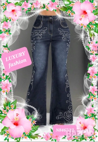 Дамски дънки с кристали, снимка 5 - Дънки - 52421864
