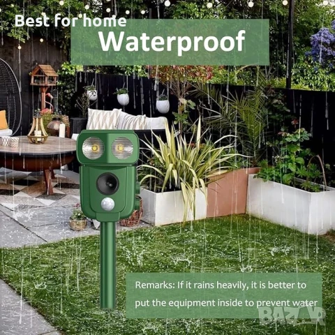 IP66 Соларен ултразвуков репелент, водоустойчив срещу диви животни, снимка 2 - Други - 50685944