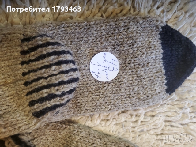 Ръчно плетени мъжки  чорапи от вълна размер 43, снимка 5 - Дамски чорапи - 49169831